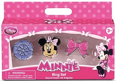 Disney Store Adjustable Rings Minnie Mouse Set Of 3 Girls NEW BOXED • $7.99