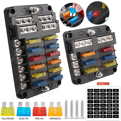 6/12 Way 12V 24V Auto Car Power Distribution Blade Fuse Holder Box Block Panel • $9.95