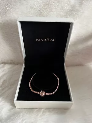 Genuine Rose Gold Pandora Moments Snake Charm Ball Bracelet 18cm • £14.99