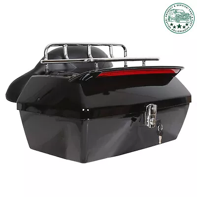 Tour Pack Trunk Tail Luggage Box W/ Light + Top Rack + Backrest For Harley Honda • $89.50