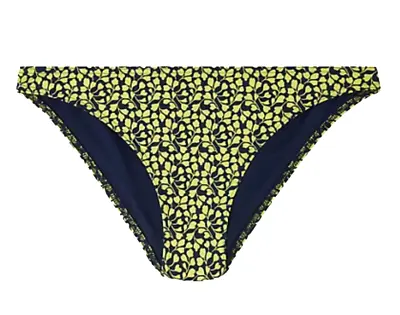 New Ex M&S Mini Leaf Print Brazilian Bikini Bottoms Size 14 Navy Yellow  • £4.99