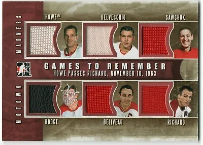 2012-13 ITG Motown Madness Games To Remember HOWE SAWCHUK BELIVEAU HODGE RICHARD • $450