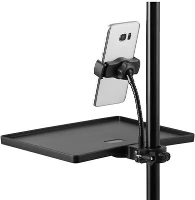 2-In-1 Microphone Stand Tray With Phone Holder Clamp-On Mic Rack Tray Height NEW • $20.89