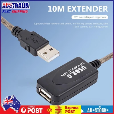 $17.60 • Buy 10m Active USB 2.0 Extension Repeater Cable A Male To A Female Extender Cord
