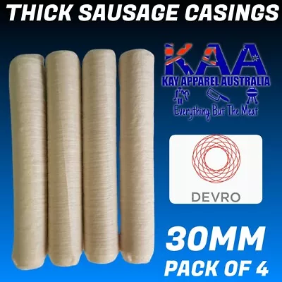 $23 • Buy DEVRO Pack Of 4 Thick Collagen Sausage Casings 30mm Butcher/Home Butchers/Hunter