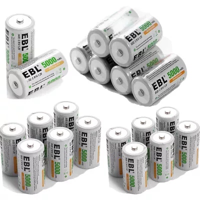 EBL Lot C Size NI-MH Rechargeable Batteries R14 1.2V C Cell Battery +Box • $66.99