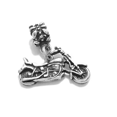 925 Sterling Silver Motorcycle Euro Bead Charm • $21.27