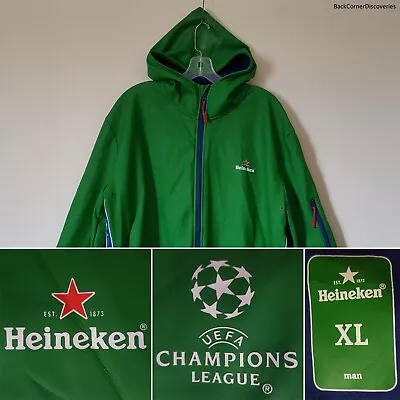 Heineken UEFA Champions League Water Resistant Lined Green XL Zip-Up Hood Jacket • $29.95