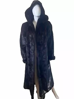 BLACKGLAMA For MARSHALL FIELD'S Lavish Full Length HOODED Finest Ranch Mink Coat • $1500