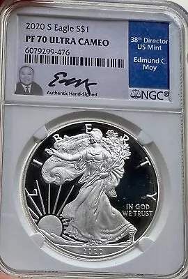 2020-S American Silver Eagle NGC-PF 70 UC Signed By Edmound C.Moy • $135