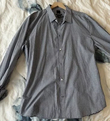 Mens H&M Easy Iron Slim Fit Button Up Shirt Sz Xxl Blue White Check - Wore Once • $14.25