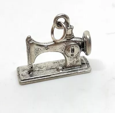 Vintage Silver Sewing Machine Charm Pendant  • $16