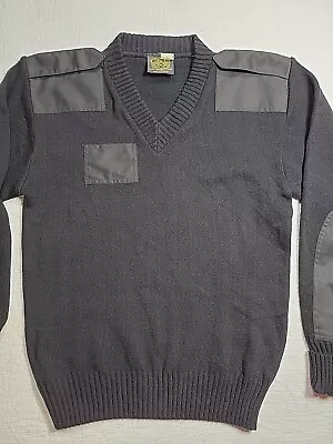 Vintage Men’s Citadel Military V-Neck Acrylic Black Sweater Size Medium • $12.99