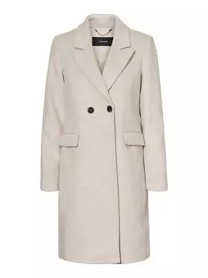NWT Vero Moda Women's VMNORAMILLE AW20 3/4 Wool Birch Melange Jacket Sz Large • $69.99