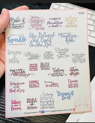 Diary Planner Stickers Motivational Dreams And Plans Calendar Scrapbook *101 • £2