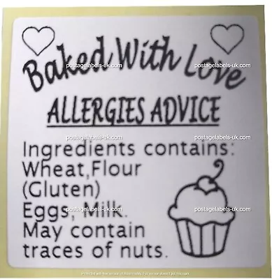 Cupcake Labels Cake Allergen Warning Stickers Food Allergy Labels • £20