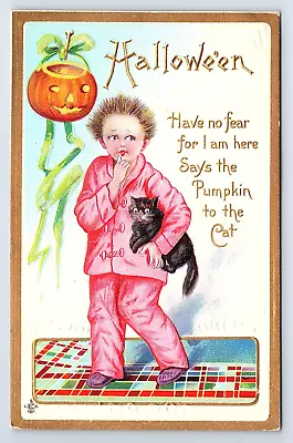 Postcard Halloween Vintage Series 226 E Have No Fear Pumpkin To The Black Cat • $18.75