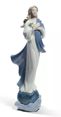 Lladro Blessed Virgin Mary #8642 Brand Nib Flower Religious Mother Save$$ F/sh • $469.98