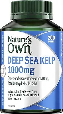 Nature's Own Deep Sea Kelp 1000mg 200 Tablets Iodine Healthy Thyroid NaturesOpen • $25.76