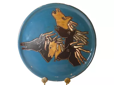 Design By Mara Mexico Stoneware Art Pottery Plate 12” Horses • $30