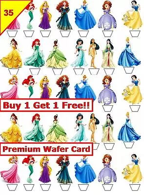 £2.99 • Buy 70 Disney Princess Birthday Cup Cake Toppers Premium Card Wafer Edible *Stand Up