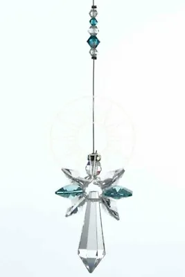 £15.99 • Buy December Birthstone Blue Zircon Crystal Large Guardian Angel Hanging Charm