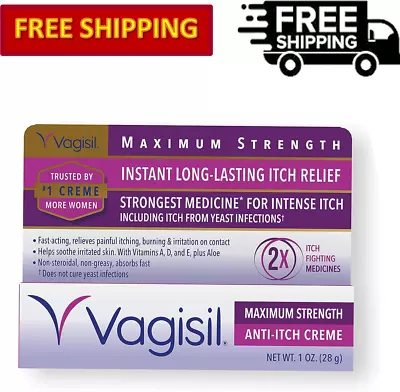 Vagisil Maximum Strength Feminine Anti-Itch Cream With Benzocaine For Women-1 Oz • $8.99