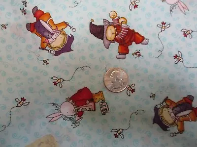 4 Yards Blue Musical Animals Print Cotton Fabric ~ Quilting ~masks • $35