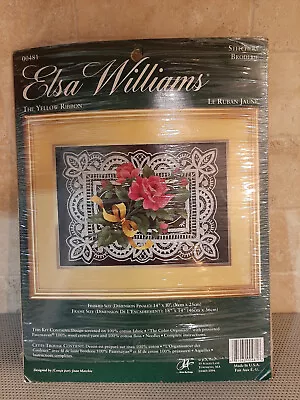 Elsa Williams The Yellow Ribbon Crewel Embroidery Kit Roses Ribbons OPEN Package • $26.99