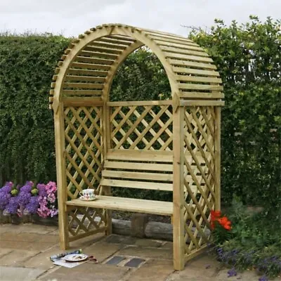 Rowlinson Garden Arbour Bench Seat With Lattice Pressure Treated • £239