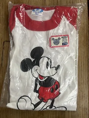 Vintage Mickey Mouse Disneyland T Shirt USA Disney Jersey Style Red 70’s NOS S • $100