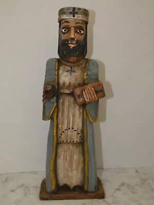 Vintage 15 3/4  Hand Carved Wood Santos Mexican Folk Art  Religious Statue • $58