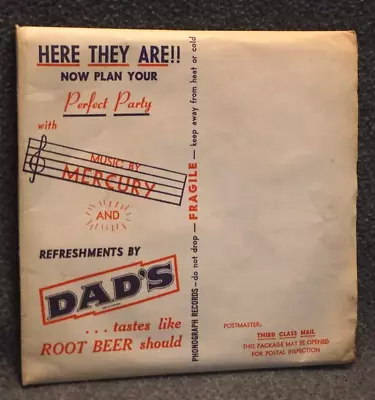 Dad's Root Beer 1950s Plan Your Perfect Party Mailer W/3 Mercury 45 Records RARE • $6.99