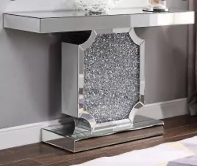 Luxury Mirrored Crushed Diamond Console Hallway Table Living Room Beautiful • £329.99