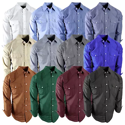 Mens Western Rodeo Cowboy Shirt Color Match Stitch Design Pearl Snap Up Pockets • $26.95