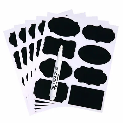 40 Pcs Chalkboard Stickers Craft Kitchen Jar Labels Tags And 1 PC Ink Chalk Pen • $8.55