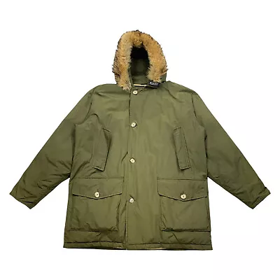 £212.50 • Buy Woolrich Long Fur Trim Arctic Parka Coat | Vintage Designer Green Padded Winter