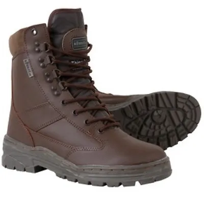 Brown Army Cadet Boots Leather Combat Patrol Military Work Security Boys Mens • £44.99