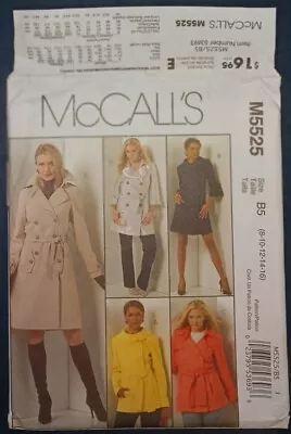 UNCUT McCall's 5525 Women's Jacket Raincoat Trench Coat Belt Pattern Size 8-16 • $3.99
