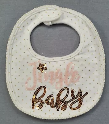 Baby Girl Mud Pie Jingle Baby Sequin Sparkle Minky Backed Baby Bib • $9.99