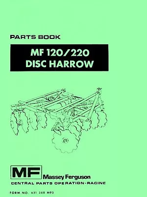 MASSEY FERGUSON MF 120 MF 220 Disc Harrow Parts Manual • $10.33