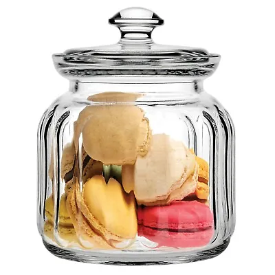 Clear Glass Candy Jar Lidded Sweets Container Sugar Bowl Cookie Serving Dish • £7.99