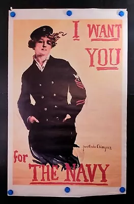 Vintage 1973 I Want You For The Navy Poster WWI Reprint RAD 74791 Govt Printing • $19.99