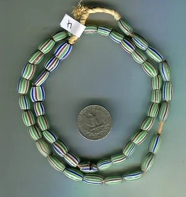 African Trade Beads Vintage Venetian Old Glass Striped Melon Chevrons • $18