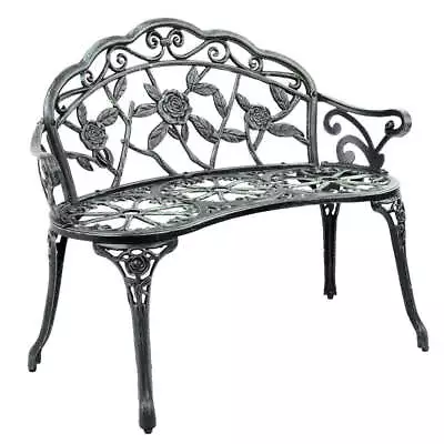 Gardeon Outdoor Garden Bench Seat 100cm Cast Aluminium Patio Chair Vintage Green • $193