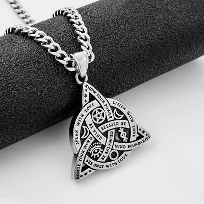 Men Boy Stainless Steel Triple Pendant Necklace Celtic Knot Irish Cuban Chain • $7.99