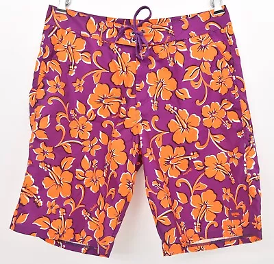 NWT MOSCHINO Swim Purple Orange Floral Swimming Board Shorts Trunks Sz 48 / S • $49.99