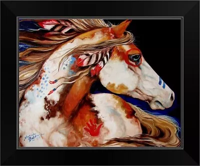 Indian War Horse Black Framed Wall Art Print Horse Home Decor • $54.99