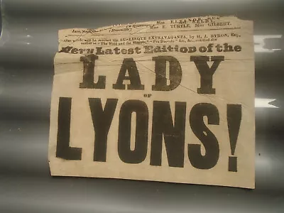 1860 Antique Playbill Theatre Royal Covent Garden Lady Of Lyons Burlesque Byron • £5