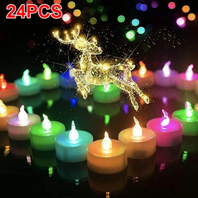 £7.55 • Buy 24PCS Led Tea Lights Candles LED FLAMELESS Battery Operated Wedding XMAS UK